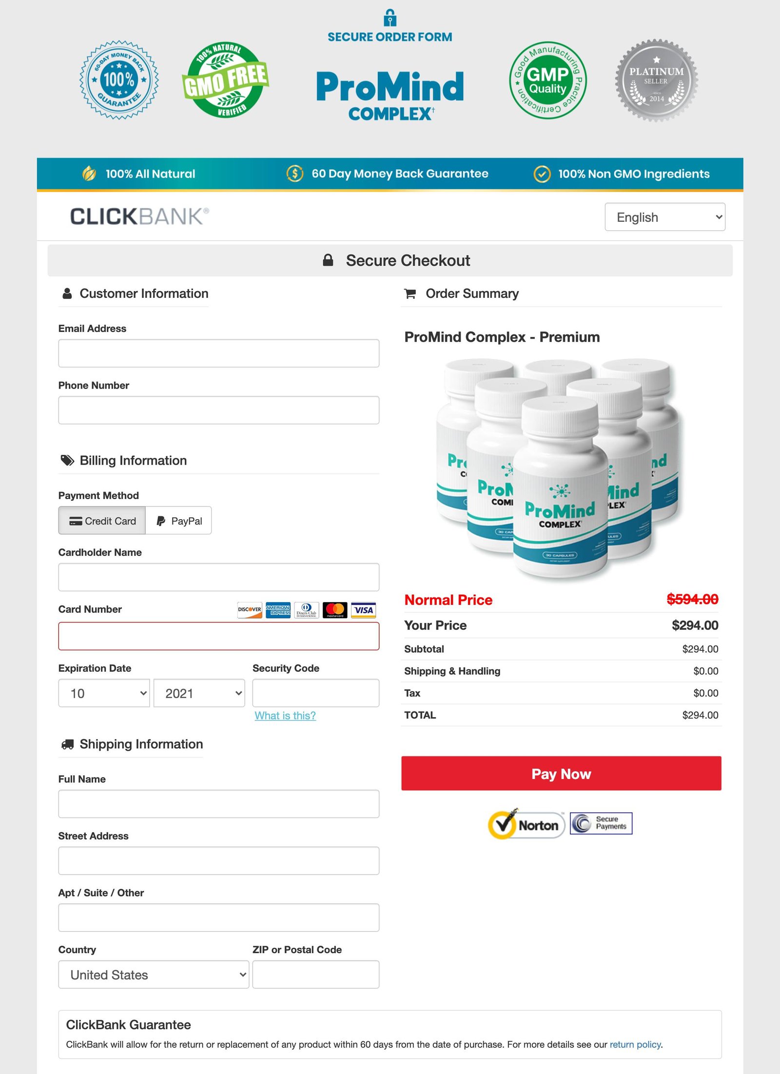 ProMind Complex - Order Page